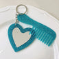 Zonyin Customized Personalized Glitter Sequin Car Keychain Bag Love Mini Acetate Makeup Mirror Heart DIY Car Hanging Accessories