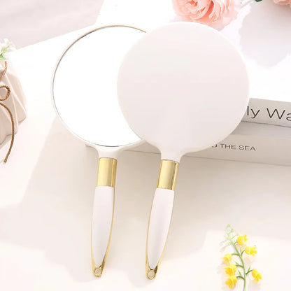 Zonyin Promotion Retro Plastic Round Handheld Cosmetic Mirror Custom Private Label Portable Square Makeup Mirror with Handle