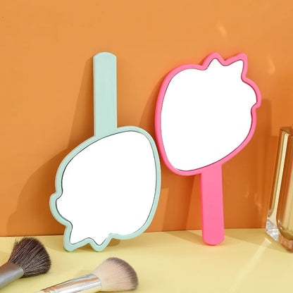 Zonyin New Arrival Strawberry Shape Customized Portable Mini Handheld Plastic Cosmetic Makeup Mirror for Children Girls