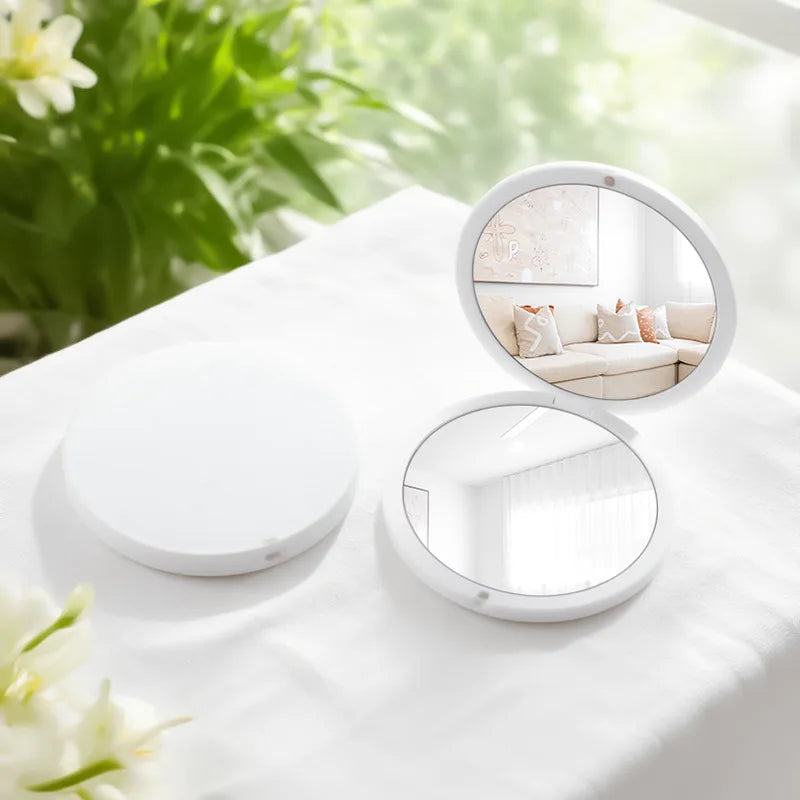 Zonyin Wholesale Folding Flip Mirror Handheld Double-sided Plastic Makeup Mirror Girls' Small Portable Mirror