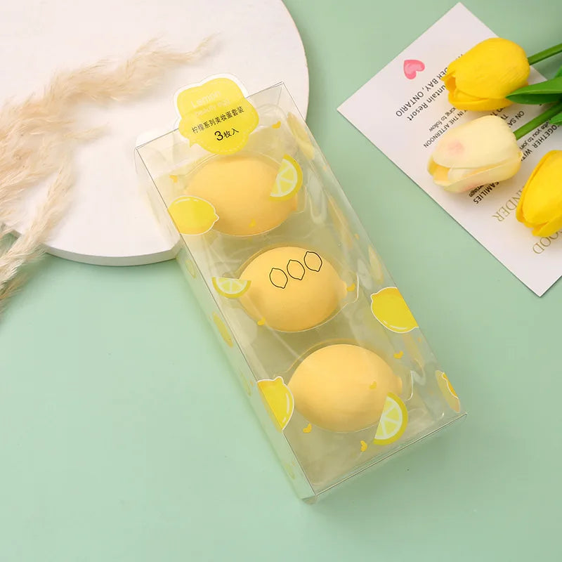Zonyin Hot Sales 3 Packs Fruit Makeup Sponge Set Soft Latex Free Beauty Sponge Blender Face Cosmetic Sponge for Make up