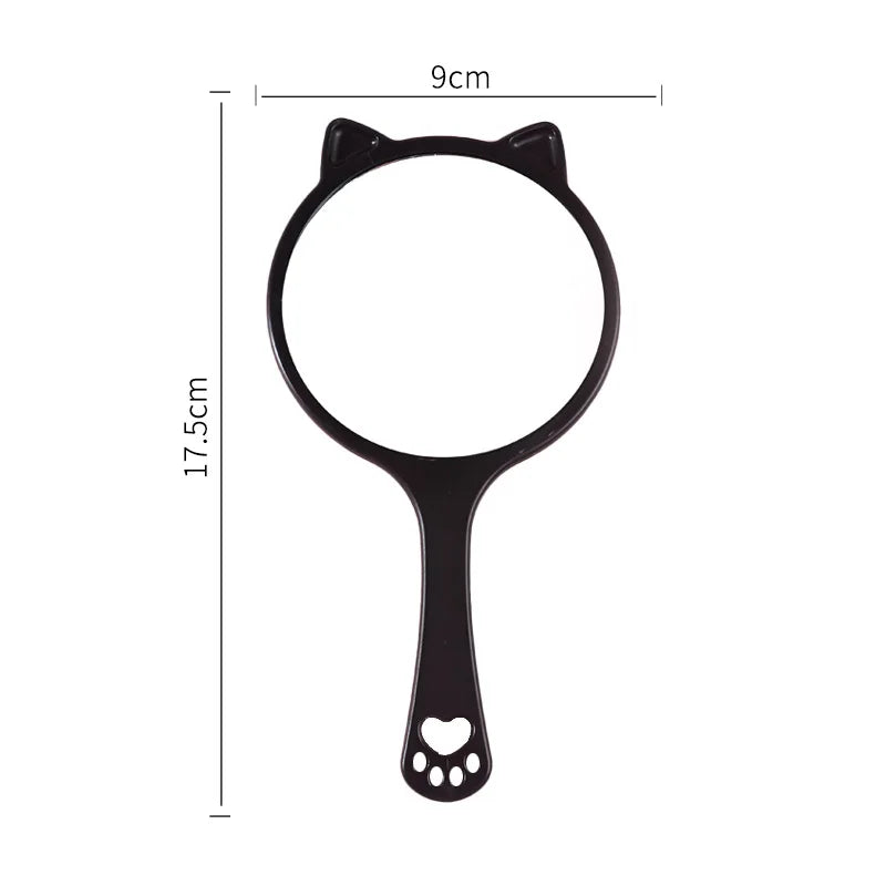Zonyin Custom Logo Label Cat Shaped Handheld Makeup Mirror Portable Round Handle Cosmetic Mirror Personalized Features for Girls
