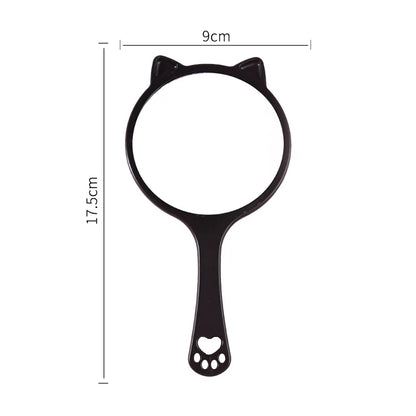 Zonyin Custom Logo Label Cat Shaped Handheld Makeup Mirror Portable Round Handle Cosmetic Mirror Personalized Features for Girls