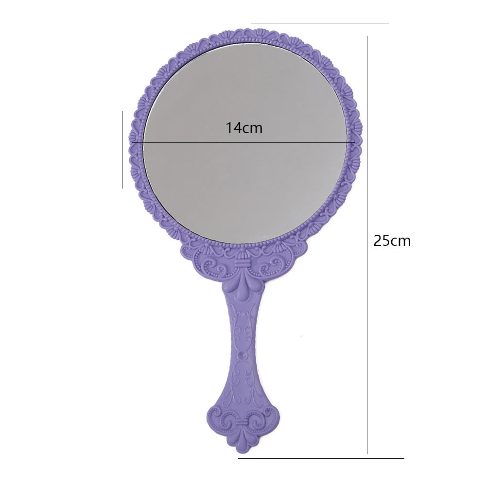 Zonyin Plastic Retro Handheld Mirror European Style Portable Travel Mirror Princess Hand Held Makeup Mirror for Promotion Gift