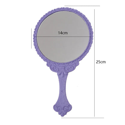 Zonyin Plastic Retro Handheld Mirror European Style Portable Travel Mirror Princess Hand Held Makeup Mirror for Promotion Gift