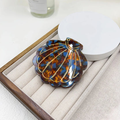 Zonyin Eco-Friendly Acetate Portable Travel Cosmetic Mirror Custom Logo Shell-Shaped Makeup Mirror for Girls Personalized