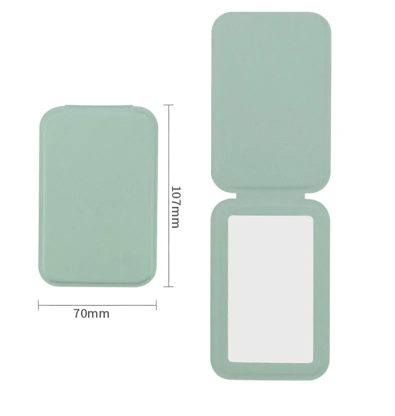 Zonyin Custom Portable Makeup Mirror Foldable Solid Color PU Leather Simple Mini Compact Cute Pocket Mirror for Woman Girls Gift