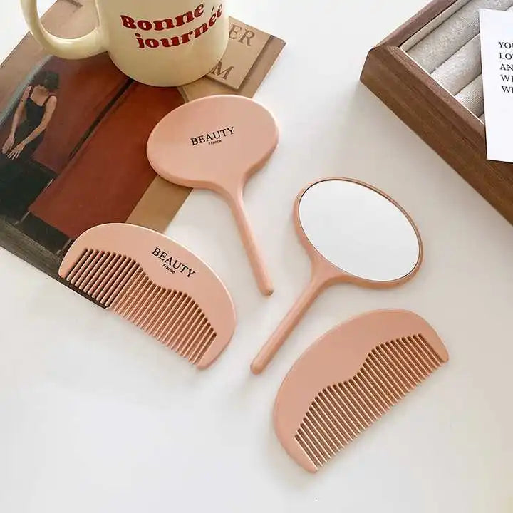 Zonyin Customized LOGO Eco-friendly Acetate Travel Pocket Comb Portable Handheld Makeup Mirror Set With Women Girls