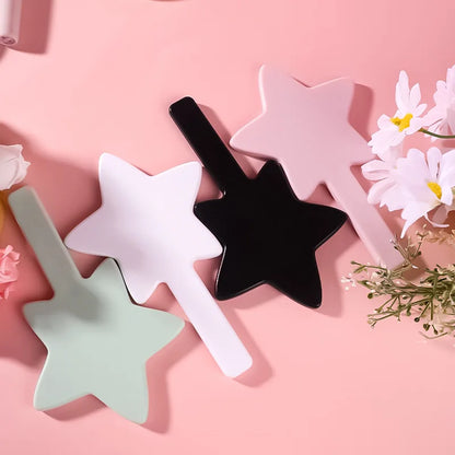 Zonyin Wholesale Customized Logo Five Pointed Star Shaped Handheld Makeup Mirror Portable Plastic Hand Mini Mirror for Girl