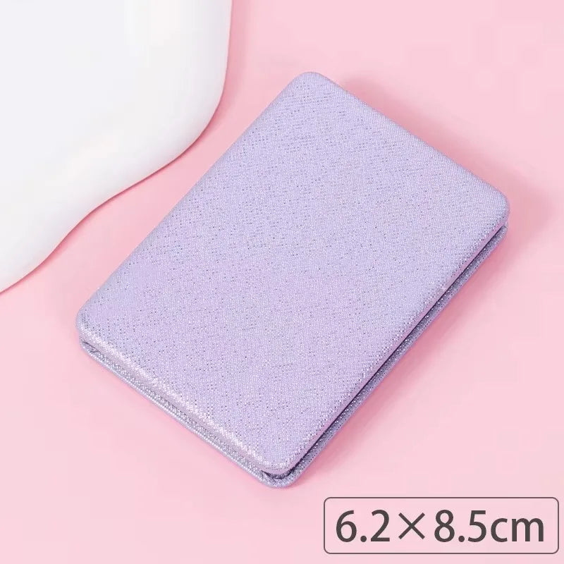Zonyin Cute Portable Round PU Leather Folding Mirror Shiny Heart Shape 2X Double Sided Pu Pocket Makeup Mirror with Custom Logo