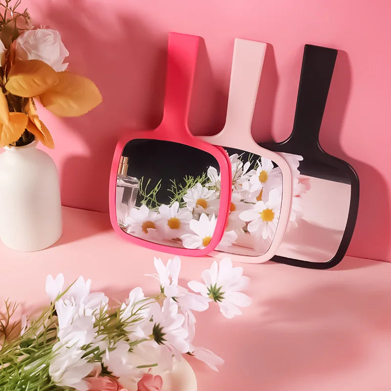 Zonyin Best Selling Large Square Hand Mirror Custom Logo Salon Barber Makeup Mirrors Handheld Mirror With Handle Makeup Tool
