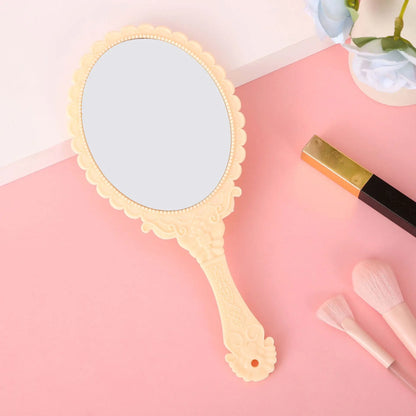 Zonyin Gold Vintage Handheld Makeup Mirror Goldplated Plastic Hand Personalized Portable Cosmetic Vanity Mirror for Wedding