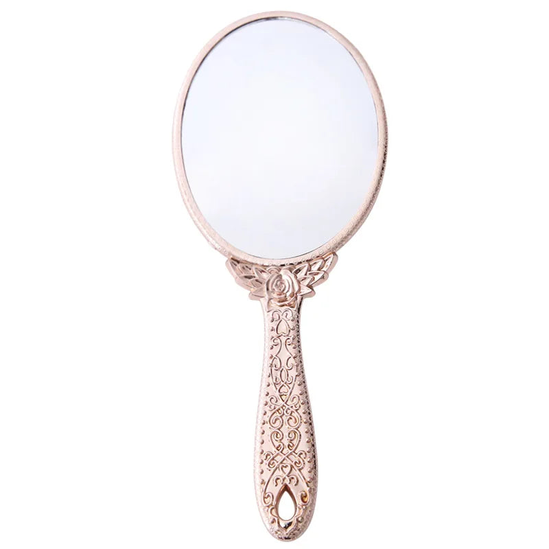 Zonyin Wholesale Plastic Handheld Makeup Mirror Oval Retro Travel Cosmetic Mirror with Portable Hand Held Mirror for Women Girls