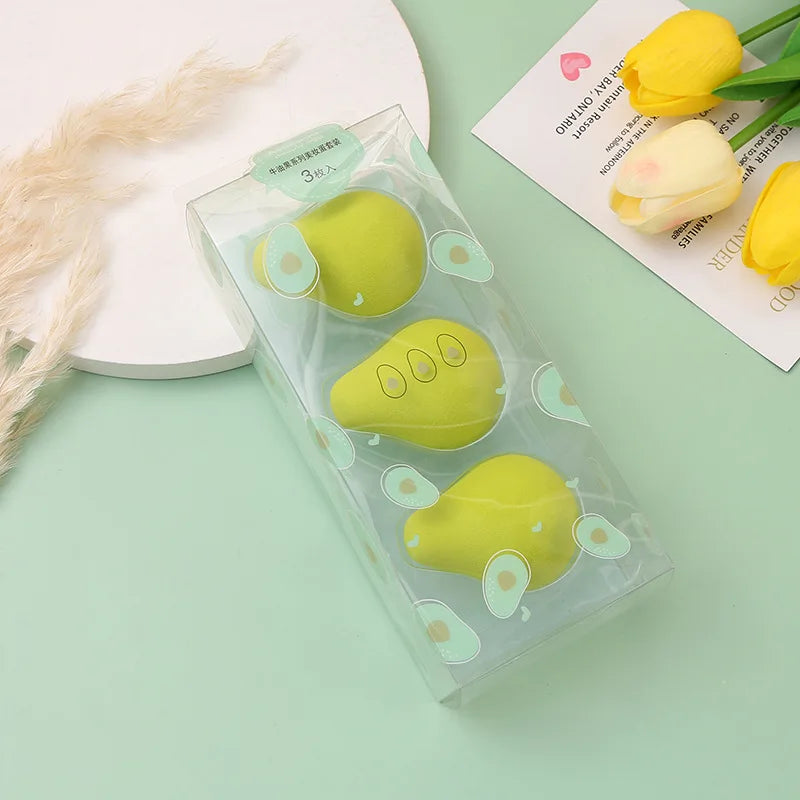 Zonyin Hot Sales 3 Packs Fruit Makeup Sponge Set Soft Latex Free Beauty Sponge Blender Face Cosmetic Sponge for Make up
