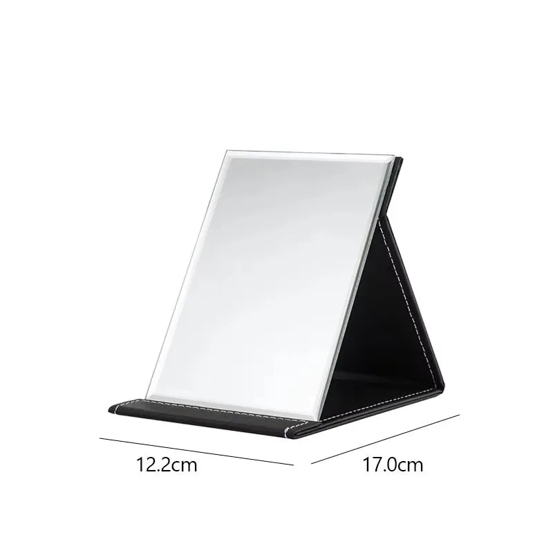 Factory Direct Silver Finish Foldable Square Glass Frame Cosmetic Mirror with Magnifying Feature for Desktop Use