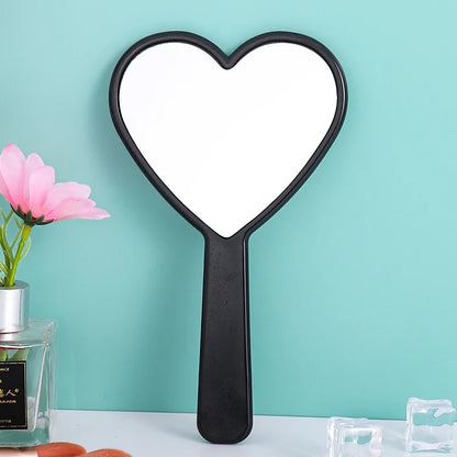 Zonyin Wholesale Custom Logo Large Black Heart Shaped Mirror Personalized Single Sided Pocket Hand Held Makeup Mirror for Women