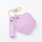 Zonyin New Flower Design Pocket Makeup Mirror Portable Pu Leather Small Travel Hand Mirror Logo Custom With Metal Keychain