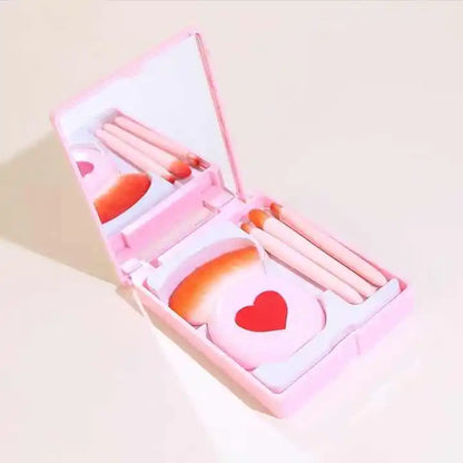 Zonyin New Design Cosmetic Mirror Set Private Label Square 5 Piece Portable Travel Makeup Mirror Set with case and Brush