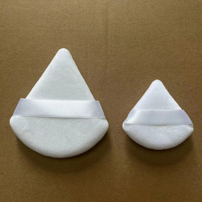 Zonyin Top Selling 2Pcs Black White Large Triangle Powder Puff Ultra Soft Velour Face Body Loose Powder Puff With Plastic Box