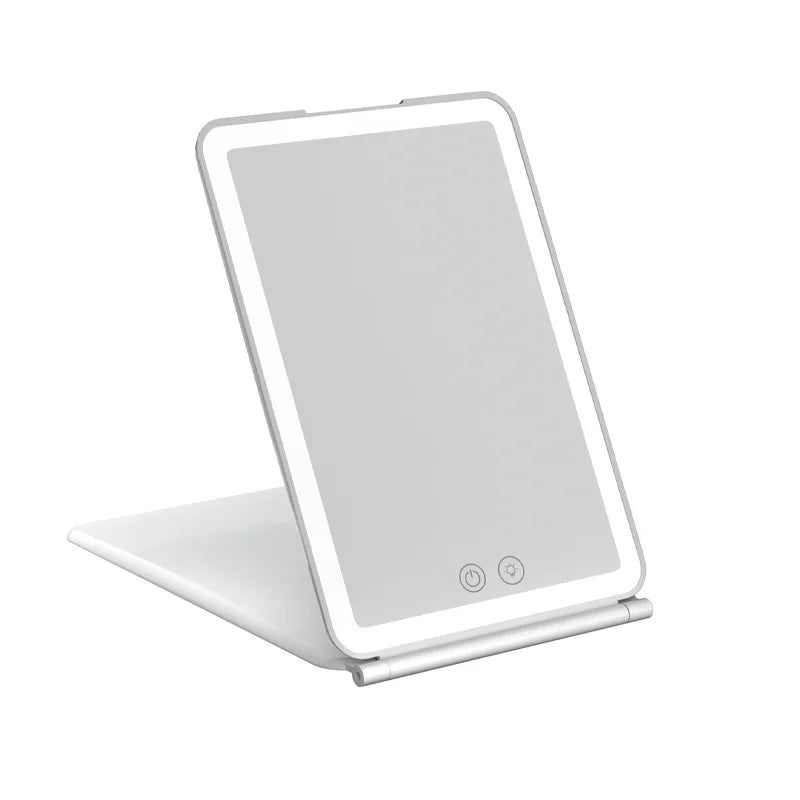 Zonyin High Quality Portable Travel Ladies 3X/10X Magnifying Makeup Mirror Rectangle Folding Cosmetic Mirror with LED Light