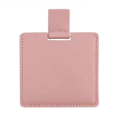 Zonyin High Quality Pink Square Shape Pocket Mirror Engraved Logo Small Pu Leather Metal Travel Cosmetic Makeup Mirror for Women