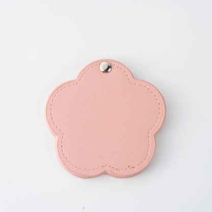 Zonyin New Arrival Flower Design White Pu Leather Makeup Mirror Customized Logo Portable Travel Pu Pocket Mirror for Women Girls