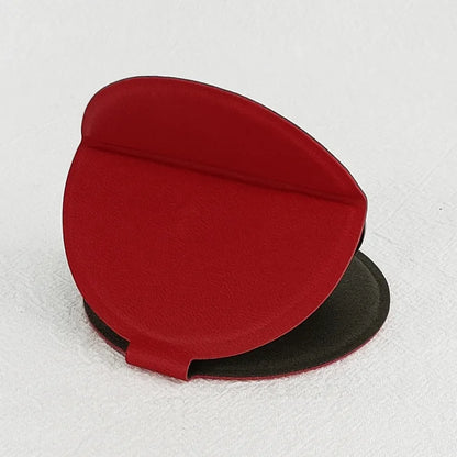 Zonyin Round Pink Pu Leather Case Small Pocket Mirror Embossed Logo Folding Unbreakable HD Metal Standing Mirror for Women