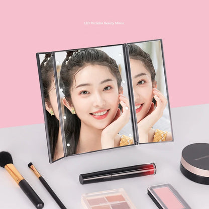 Zonyin Wholesale Portable LED Desktop Makeup Mirror Fold LED Mirror Switch Small Desktop Cosmetic Mirror With Customized Logo