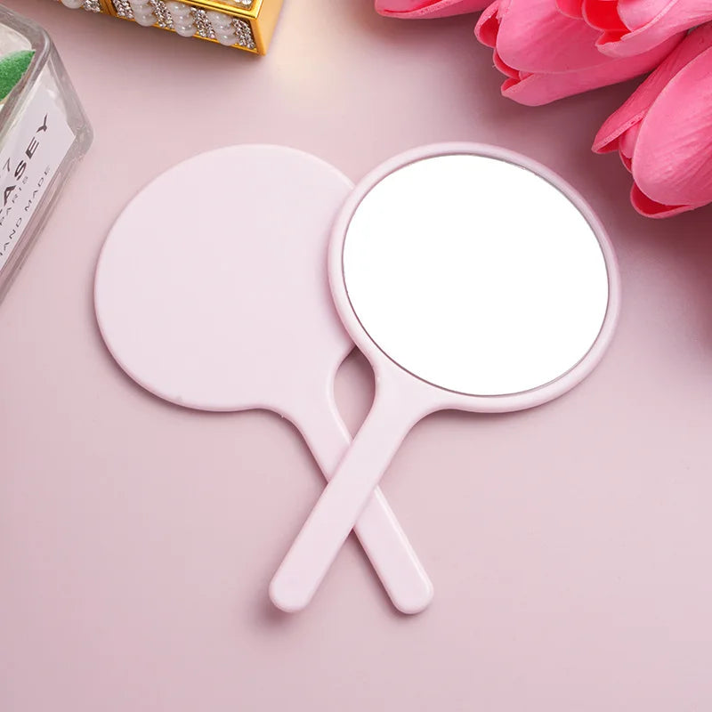 Zonyin Recyclable Plastic Round Makeup Mirror Single Sided Portable Small Handheld Mirror Customized logo Travel Mirror