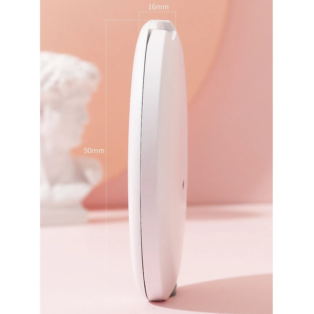 Zonyin Round 2X Magnifying LED Foldable Cosmetic Mirror Double Sided Lights Portable Compact Pocket Mirror with Custom logo