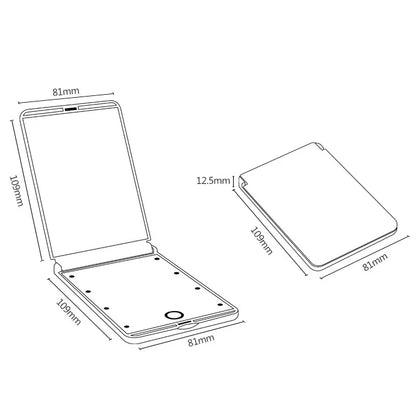 Zonyin Promotion Portable LED Lights Makeup Mirror With 2X Magnifying Logo Travel Makeup Folding Compact Mirror With Customized