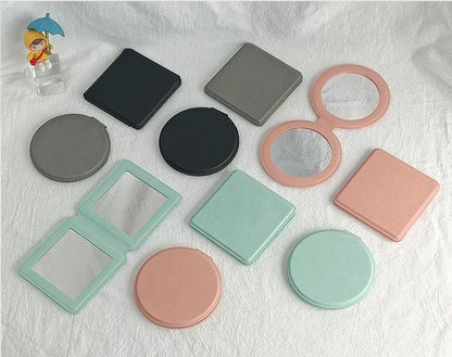 Zonyin New Design Double-Sided Round Pocket Mirror 1X 2X Magnifying Pu Leather Small Compact Makeup Mirror for Women