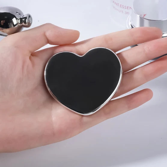 Zonyin Cheap Electroplated Plastic Small Heart Pocket Makeup Mirror Mini Portable Travel Compact Cosmetic Mirror Custom Logo