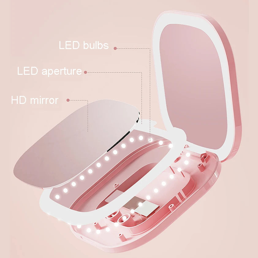 Zonyin Plastic 3 Colors Dual-Sided LED Light Makeup Mirrorv Foldable 2x/3x Magnification Compact Pocket Mirror for Travel