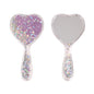 Zonyin Heart Shaped Compact Mirror Cute Transparent Quicksand Gift Hand Mirror Glitter Fro Girl Travel