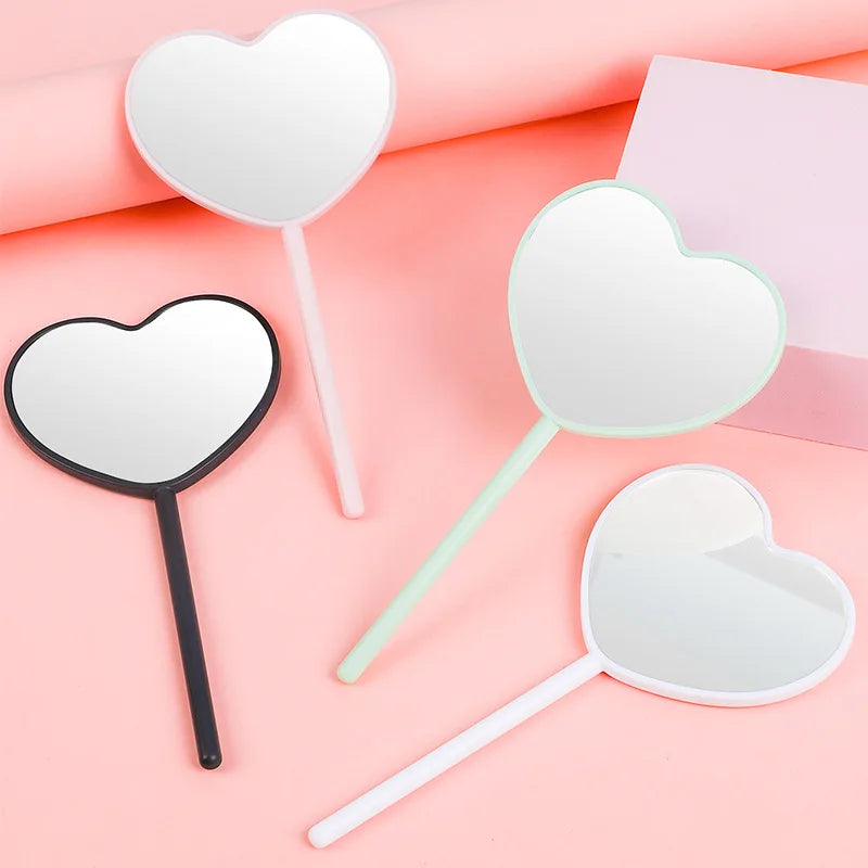 Zonyin Cheap Promotion Gift Cute Mini Heart Hand Cosmetic Mirror Custom Logo Small Love Handheld Makeup Mirror for Women Girls