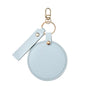 Zonyin LOW MOQ Customized Logo Round Pocket Cosmetic Mirror Pu Leather Portable Small Compact Makeup Mirror with Keychain