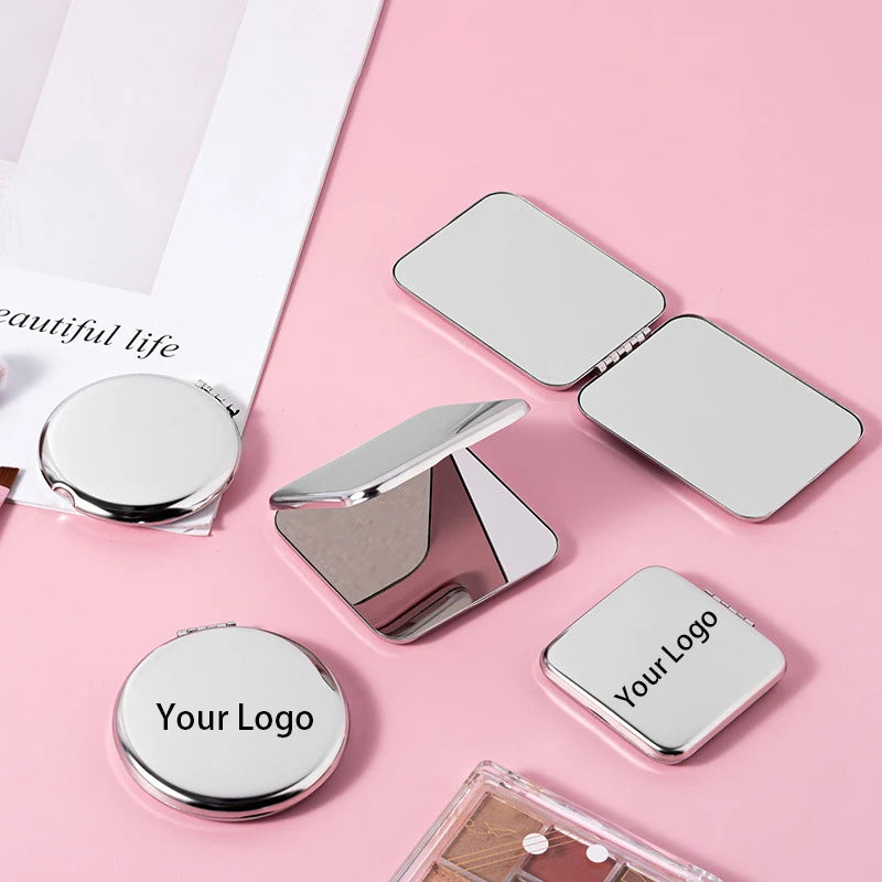 Zonyin New Arrival Square Stainless Steel Makeup Pocket Mirror Dual Side Small Cosmetic Mirror With Foldable Travel Mirror