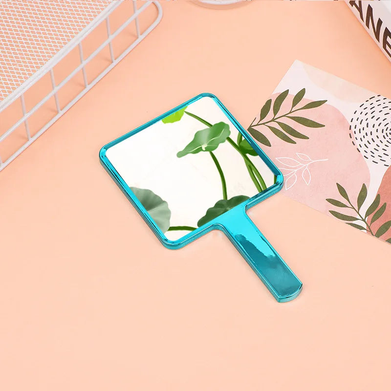 Zonyin Wholesale Electroplate Sliver Gold Handle Mirror Custom logo Small Handheld Square Cosmetic Hand Makeup Mirrors for Women