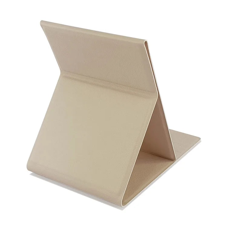 Zonyin High Quality White Rectangle PU Leather Folding Mirror LOW MOQ Custom Logo Portable Makeup Vanity Mirror for Travel