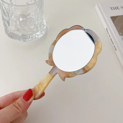 Zonyin Wholesale Rose Handheld Acetate Makeup Mirror Portable Compact Small Travel Mirror Acetate Beauty Salon Cosmetic Mirror