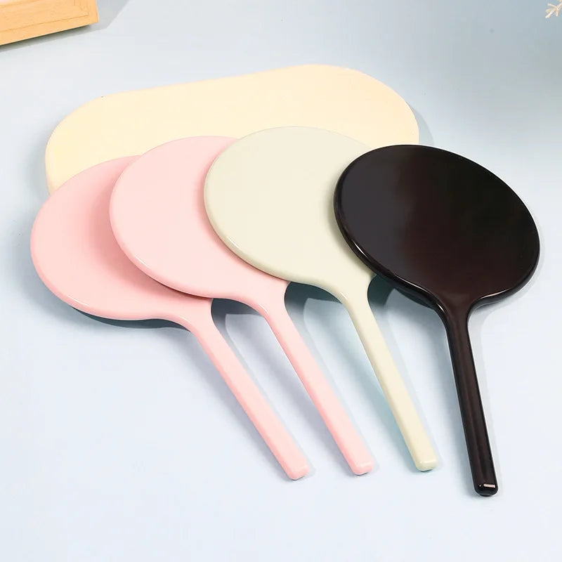 Zonyin Custom Logo Small Handheld Makeup Mirror ABS Plastic Handle Compact Cosmetic Mirror for Women Personalization Feature
