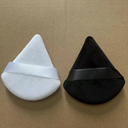 Zonyin 2 Pieces Large Face Powder Puff with a Container Soft Triangle Velour Makeup Puff Big Velvet Body Powder Puff for Women