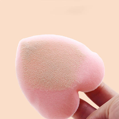 Zonyin Cheap Promotional Gift Beauty Makeup Powder Puff Super Soft Velvet Pink Heart Powder Puff for Women