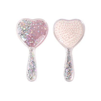 Zonyin Heart Shaped Compact Mirror Cute Transparent Quicksand Gift Hand Mirror Glitter Fro Girl Travel