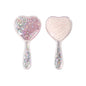 Zonyin Heart Shaped Compact Mirror Cute Transparent Quicksand Gift Hand Mirror Glitter Fro Girl Travel