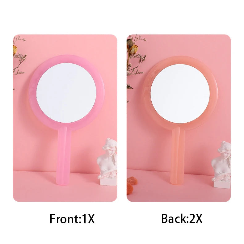 Zonyin New Round Double-sided Hand-held Travel Mirror Wholesale Makeup Mirror Portable Magnifying Glass Vanity Cosmetic Mirror