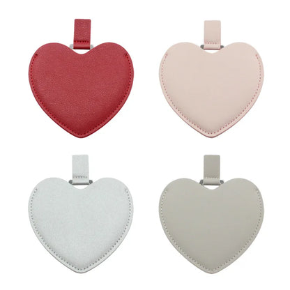 Zonyin High Quality Lovely Heart Design Compact Mirror No Break Stainless Steel Mirror  Pu Leather Pocket Mirror for Women Girls