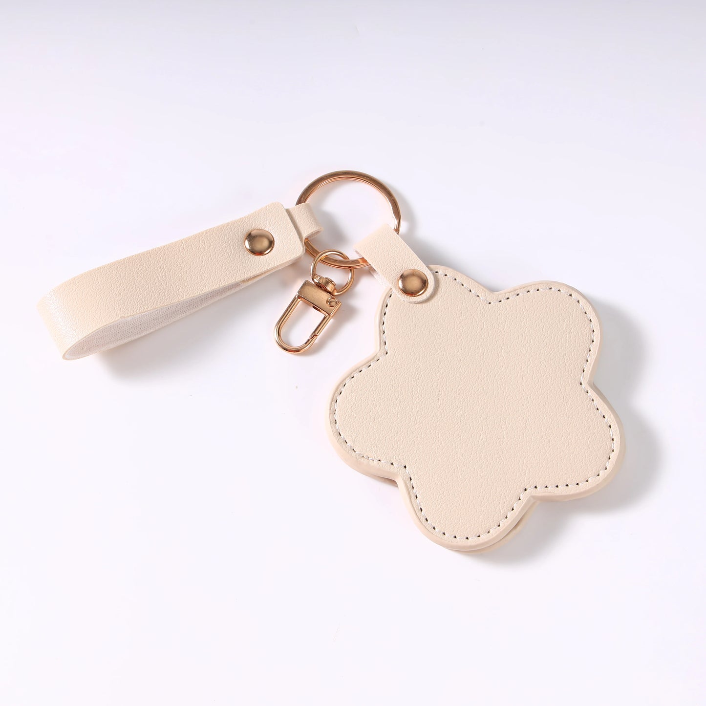 Zonyin NEW ARRIVAL Cute Yellow Star Small Makeup Mirror Customized Logo Pu Leather Pocket Cosmetic Keychain Mirror for Kids