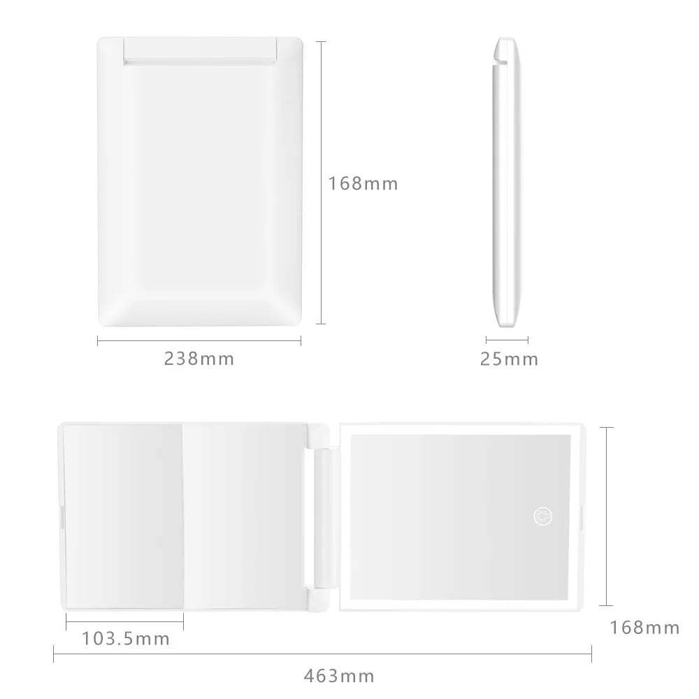 Zonyin Portable Led Light Mirror Travel Desktop Makeup Mirror Cosmetic Compact 1X 2X 5X Magnifying Table Mirror with Led Light